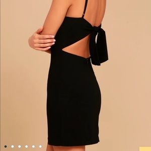 black mini dress open back LULUS